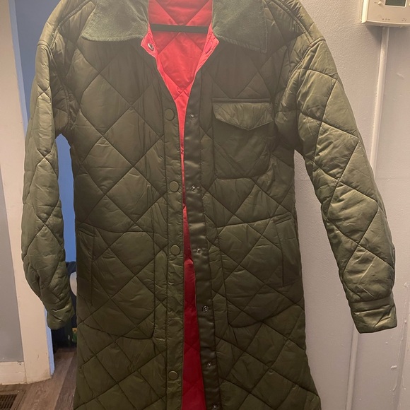 NVLT Quilted Long Green Coat - Picture 3 of 14